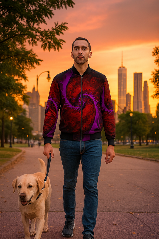 Crimson Vortex Men's Bomber Jacket