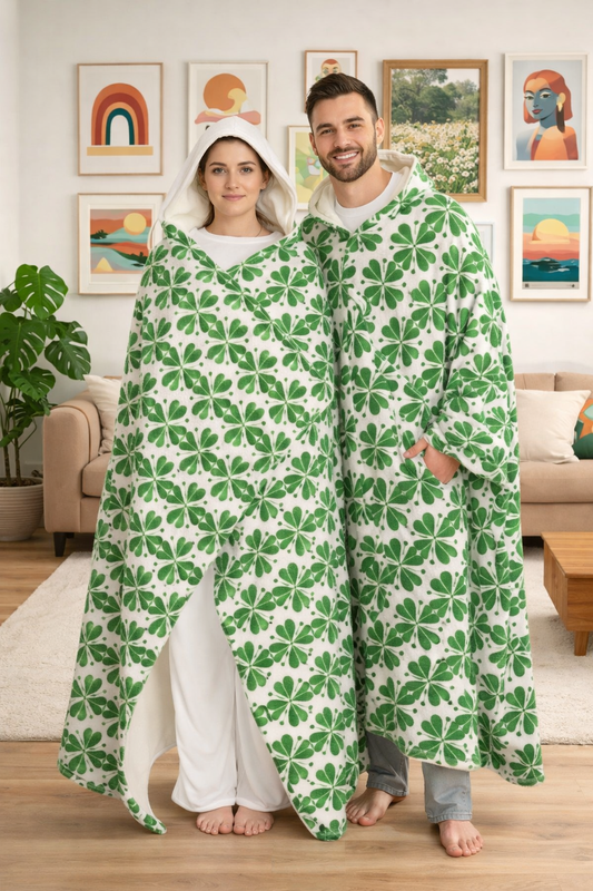 Garden Echo Hooded Sherpa Fleece Blanket